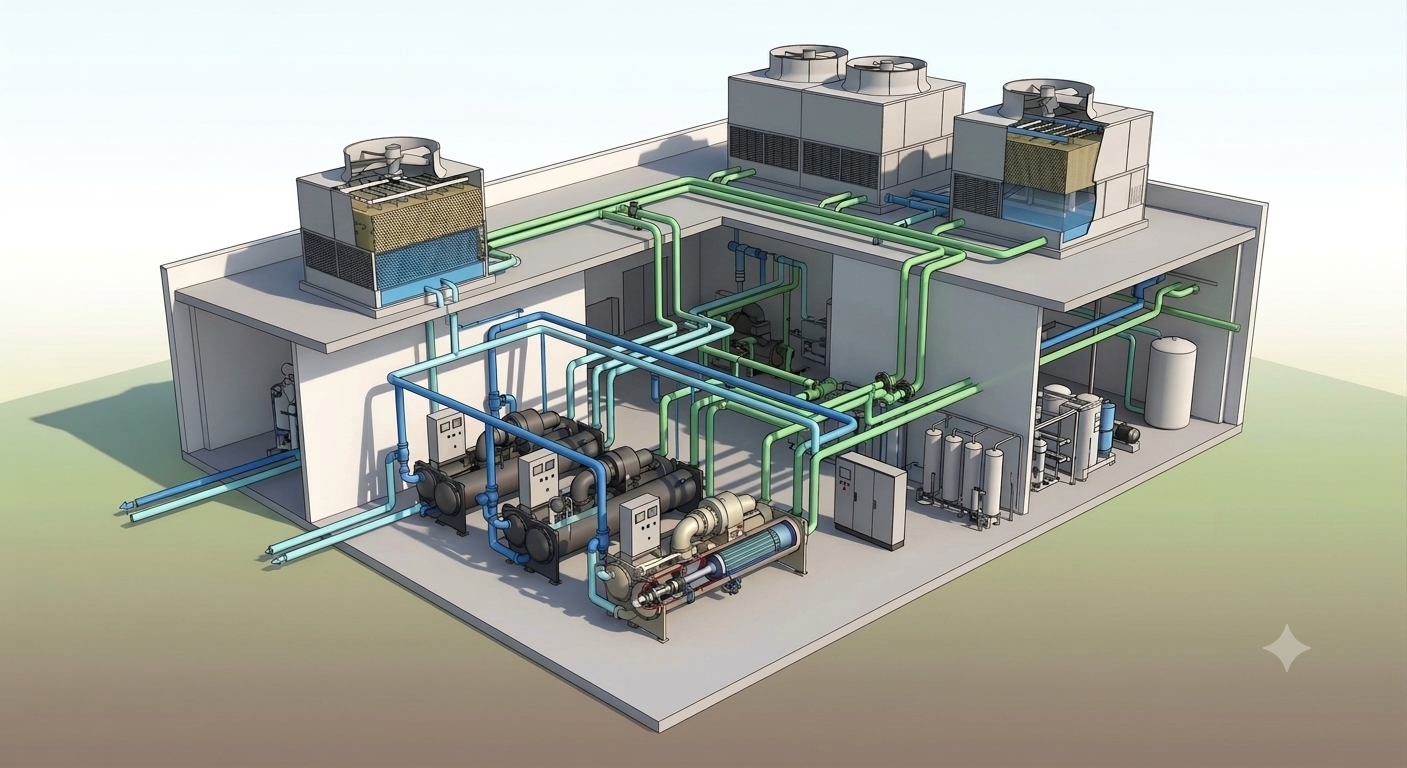 Central Chiller Plant Manager CPM schematic in Niagara 4